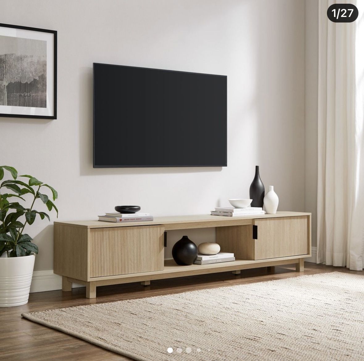 70” Reema Arundo Scandinavian Reeded TV Stand