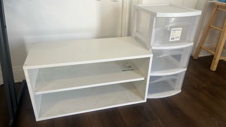 Shoe shelf and three-drawer cabinet