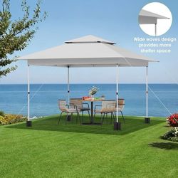 C115 $105  12X12 Pop Up Canopy Tent, Outdoor Canopy Tents for Parties Outdoor Camping Shade Canopy W/Overhanging Eaves & Sand Bag, Wheeled Bag, Height