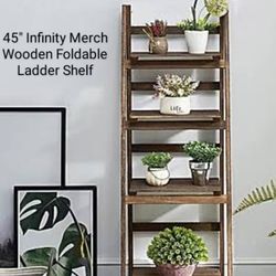 Brand New 45" Infinity Merch Wooden Foldable Ladder Shelf 
