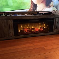 Modern TV stand with Fireplace and Speakers