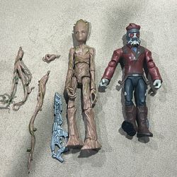 Marvel Legends Thor Love & Thunder Groot & Star Lord 6" Action Figure set of 2