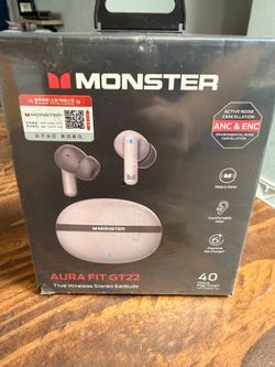 New Monster Aura Fit GT22 Wireless Earbuds ANC/ENC – 40Hr Battery