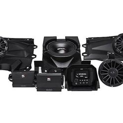 MB Quart MBQX-STG5-1 Stage 5 audio system with receiver, four 6-1/2" speakers, 4-channel amp, 10" subwoofer, and mono amp — fits select 2017-up Can-Am