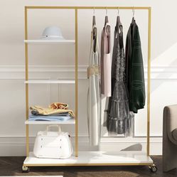 Brand New Rolling Rack With Shelves (still In Box)