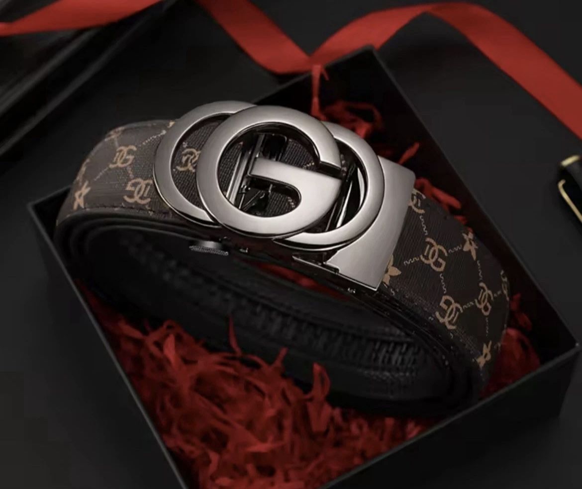 Men’s Genuine Leather Belt – Automatic Metal Buckle Luxury Designer Strap