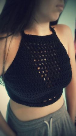 100% Hand made crocheted halter crop top