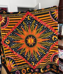 Large Celestial Sun/Moon Tapestry (90" x 80") - 100% Cotton OBO