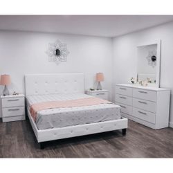 Bed , Dresser,  Mirror And 2 Nightstands  ❄️ Cama , Cómoda,  Espejo Y 2 Mesitas De Noche 