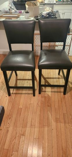 Set of 2 Dark Brown Faux Leather Counter Stools