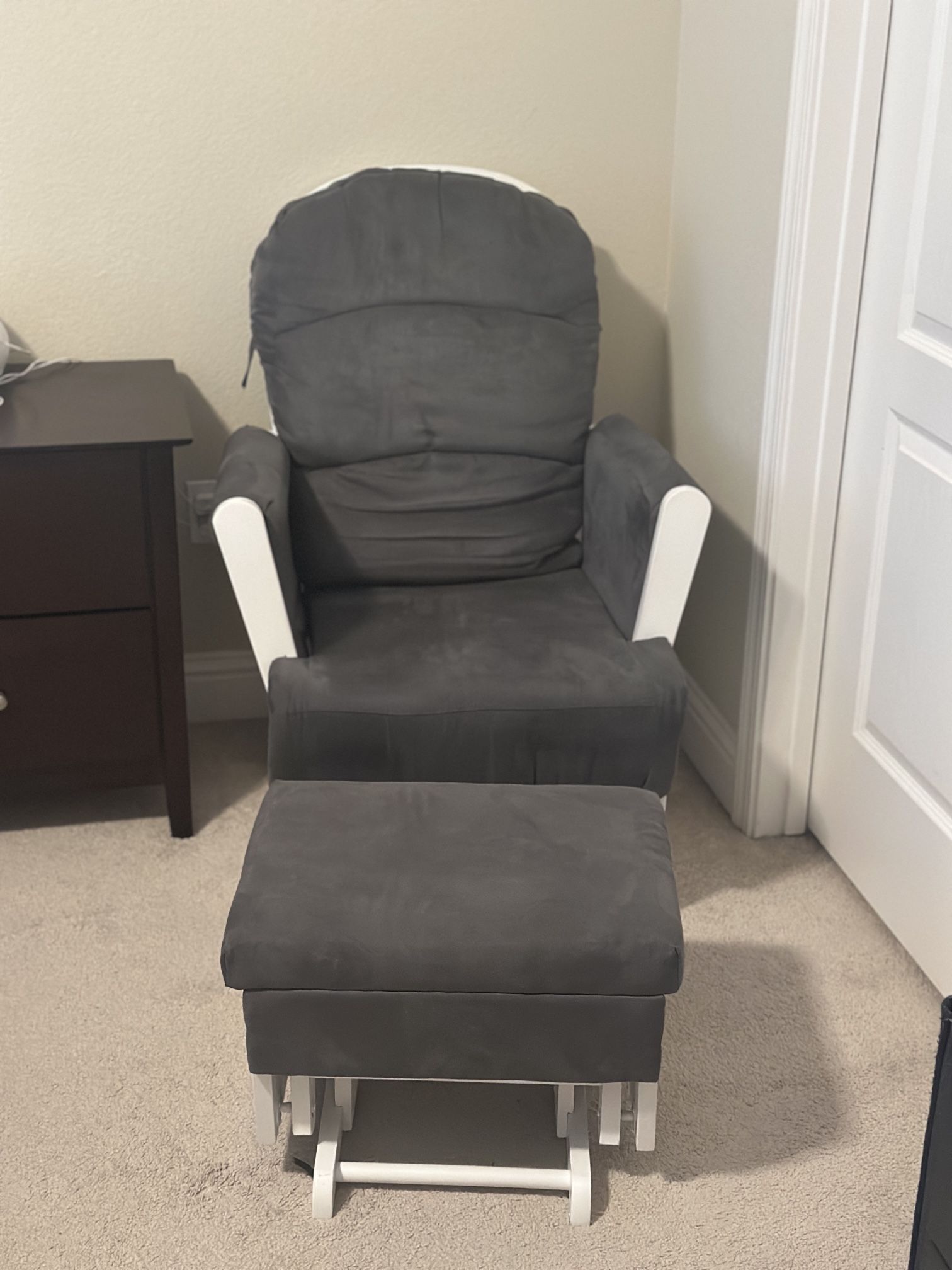 Angel Line Windsor Glider and Ottoman Cushion, White/Dark Gray