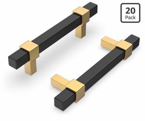 20 Pack 3 Inch Black and Gold Cabinet Pulls