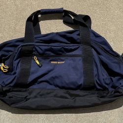 Eddie Bauer Large Duffel Bag Canvas Nylon Travel Gym Luggage Camping Blue Black
