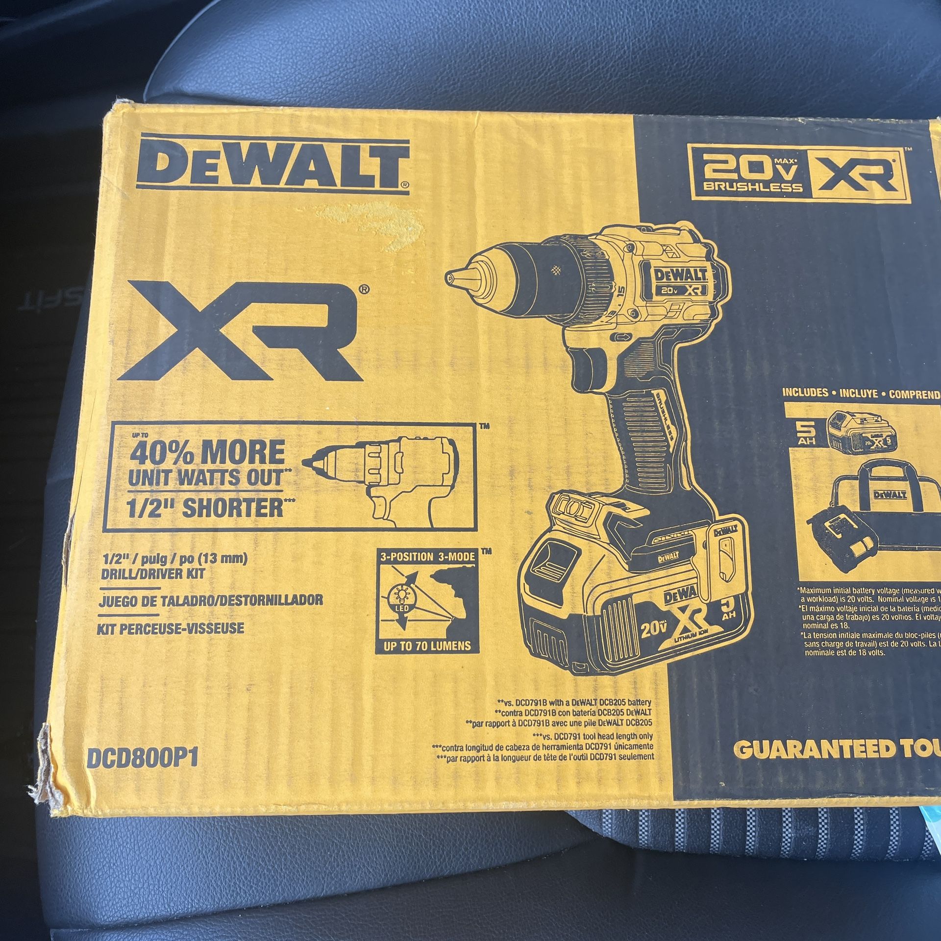 DEWALT 20V MAX XR Lithium-Ion Cordless Compact 1/2 in. Drill/Driver Kit, 20V MAX 5.0Ah Battery, and Charger(best Offer)