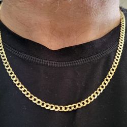 14k Solid Gold Cuban Link Chain Necklace 