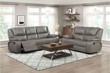 Sofa and Loveseat Grey Top Grain Leather match, New 