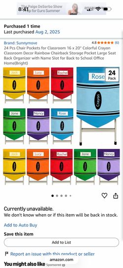 Classroom Chair Pockets