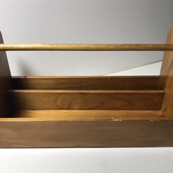 Vintage handmade Wooden tool or item Caddy 15”w X 8”h X 6.5”d