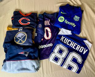 Official soccer, NHL, NFL gear,