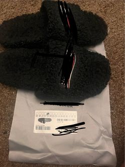 Balenciaga fur slides black size 11