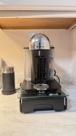 Nespresso Vertuo Coffee & Espresso Single-Serve Machine in Chrome and Aeroccino Milk Frother in Black, BNV250CRO1BUC1
