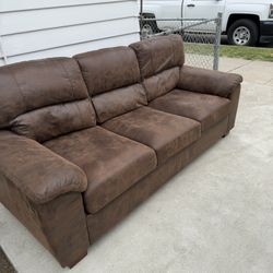 81” Faux Leather Dark Brown Sofa 