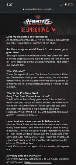 Renegade Monster Trucks World Tour Tickets Thumbnail