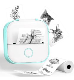 Phomemo Sticker Printer- T02 Print Pods Mini Sticker Printer Maker, Inkless Machine Portable, Bluetooth Thermal Pocket Photo Maker for Study Notes, Da