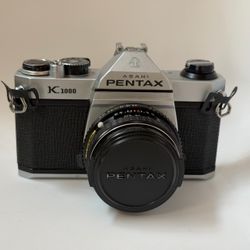 Vintage Asahi Pentax K1000 35mm SLR Film Camera w/ SMC Pentax-M 28mm f/2.8 Lens