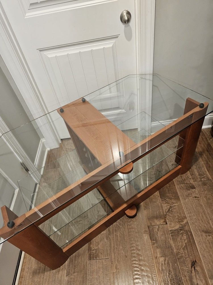 Bellogetti TV Display Console, 3 Glass Shelves 24d X 45w X 24h. Great Condition