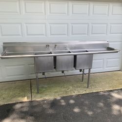 103.5x21 Stainless Steel 3 Compartment Prep Sink