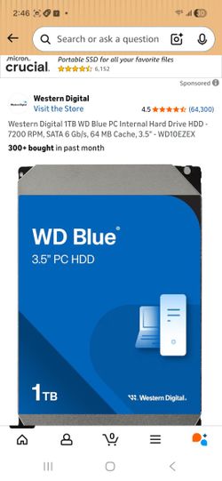 1.0TB Western Digital SATA HARD DRIVE