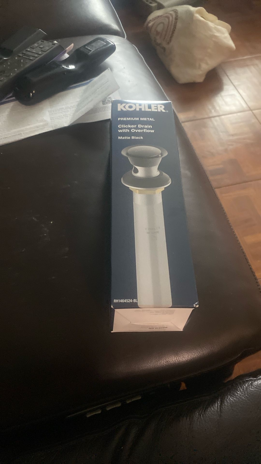 Kohler premium metal Clicker Drain With Overflow Matte Black