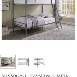 New Unopened -Twin Metal Bunkbed In Grey