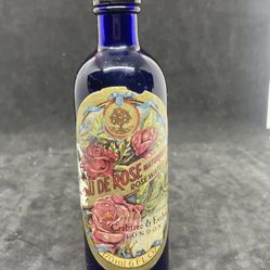 NEW Vintage 1974 Cobalt Blue Crabtree & Evelyn Eau De Rose Rosewater Full Bottle