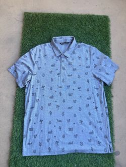 TravisMathew Men's Light Gray Cactus Novelty Print Performance Golf Polo