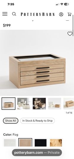 Pottery Barn Wood Jewelry Box with Drawers