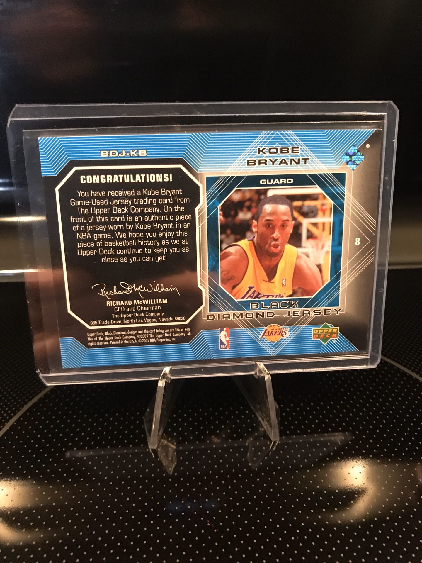 Upper Deck Black Diamond Kobe Bryant Lakers Jersey Card RARE GAME