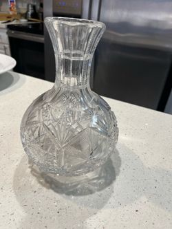 Vintage Pinwheel Cut Crystal Decanter Vase / Wine Carafe
