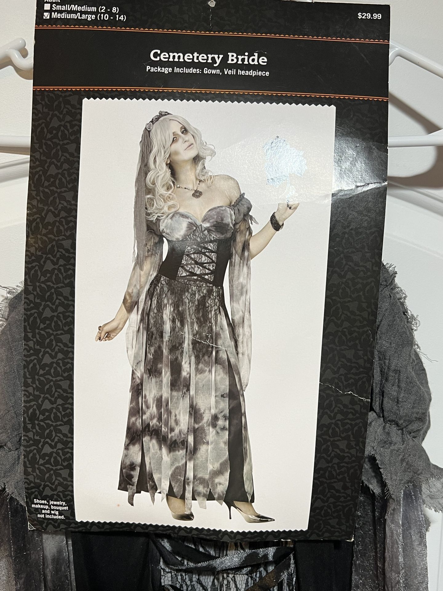 Cemetery Bride Zombie Halloween Costume Women Size medium-Large (10-14) worn one
