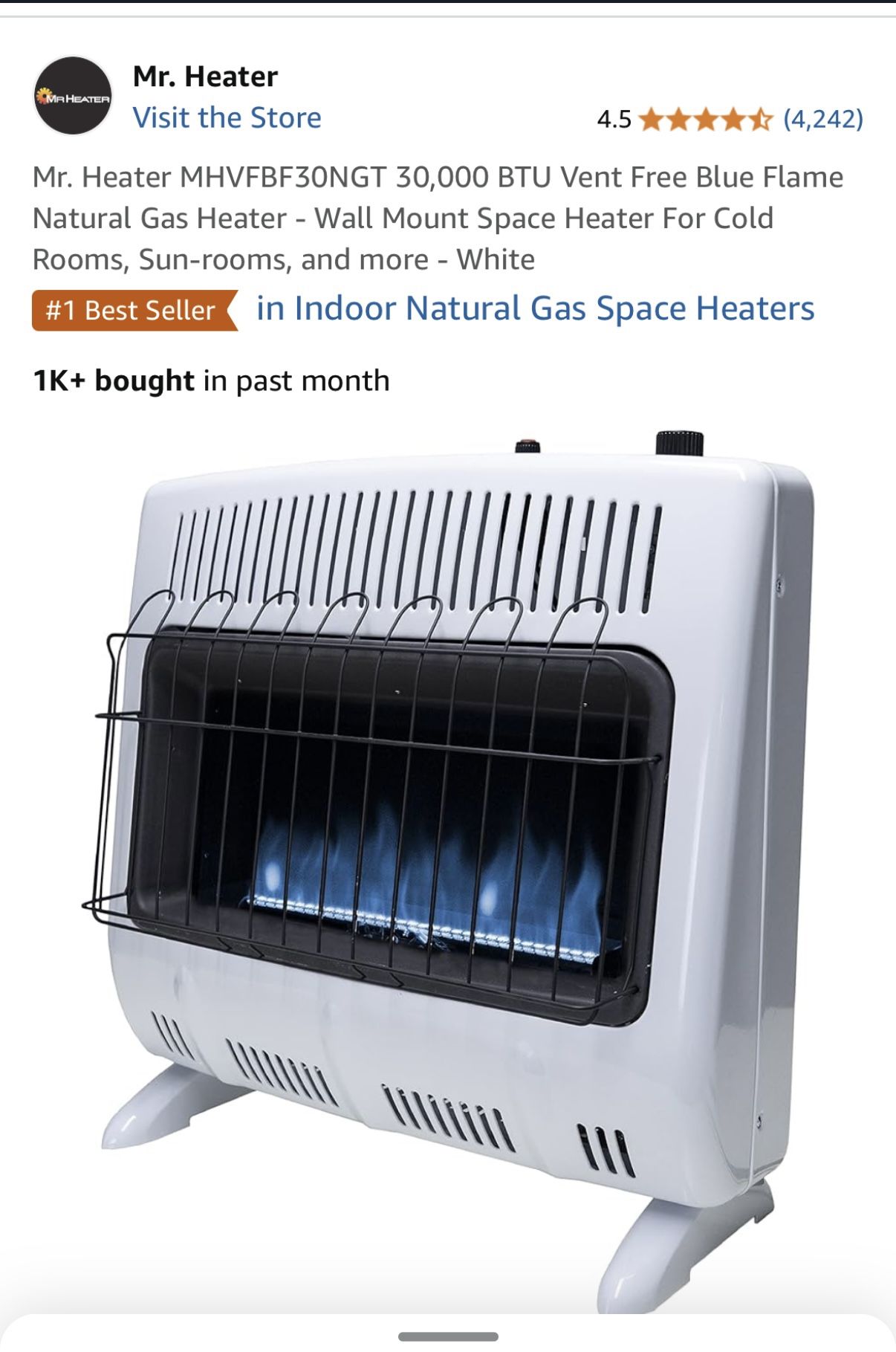 Vent Free Natural Gas Heater
