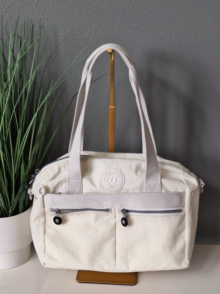 Kipling Klara Women's Crossbody Satchel Bag Alabaster/White.