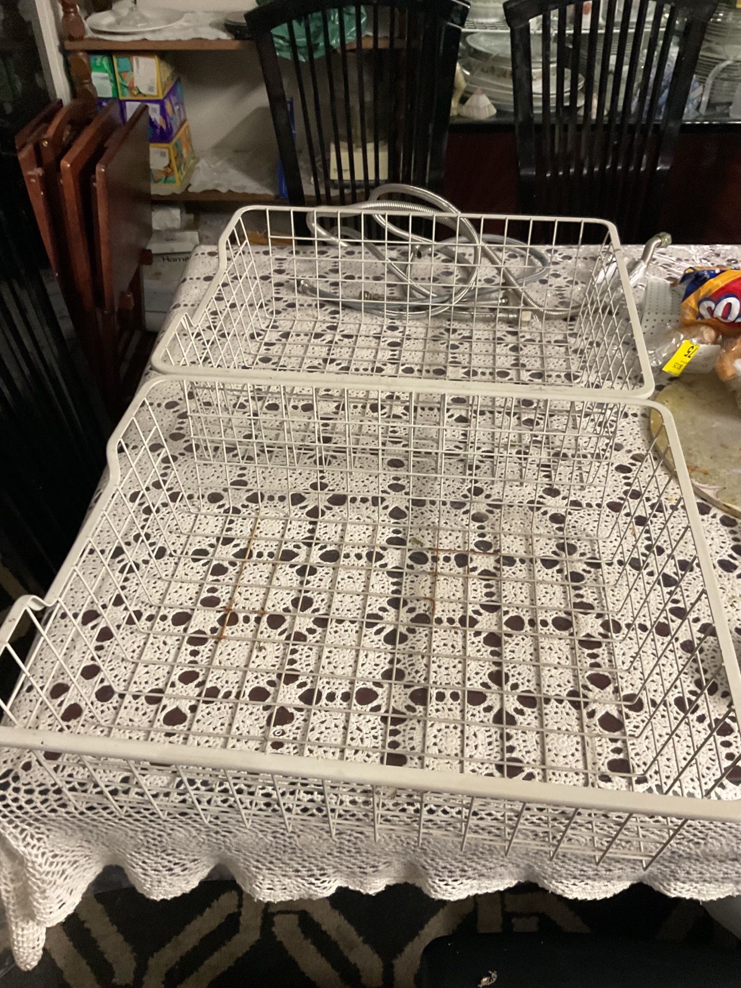 21”x17.25”x6.5” two white metal drawers /basket $5 each