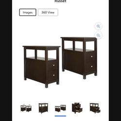 Set of Two Parlor Living Room Furniture MDF Bookshelf Storage Rack, Russet