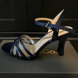 Navy blue high heel shoes