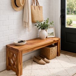 Solid Wood Entryway Bench | Rustic Modern Accent Seating