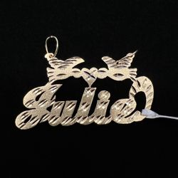 $375 Yellow Gold Julie Name Plate Charm