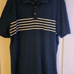 Sonoma Mens XL Navy Stripe Heather Short Sleeve Polo Shirt Pre•Owned 