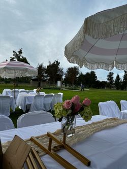 Pink & White Striped Umbrellas
