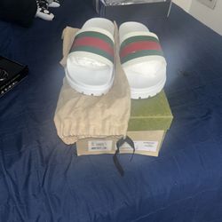 Gucci Web Rubber Slides For Men